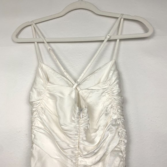 The Sei Strappy Ruched Silk Sleeveless Cocktail Mini Dress Ivory White 2 - Picture 8 of 12